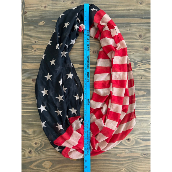 Women's American Flag Infinity Scarf One Size Red and Blue - Picture 2 of 2